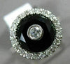 ESTATE LARGE .40CT DIAMOND & AAA ONYX 14K WHITE GOLD 3D ETOILE ROUND RING #27750