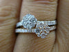 ESTATE .84CT DIAMOND 18KT WHITE & ROSE GOLD 3D DOUBLE FLOWER CLUSTER FUN RING