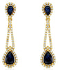 3.06CT DIAMOND & AAA SAPPHIRE 14KT YELLOW GOLD 3D TEAR DROP HANGING EARRINGS