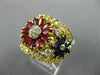LARGE 3.80CT DIAMOND AAA MULTI GEM 18KT YELLOW GOLD 3D MULTI FLOWER FUN RING E/F
