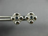 ESTATE .20CT DIAMOND & AAA SAPPHIRE 14KT WHITE GOLD FLOWER SQUARE STUD EARRINGS