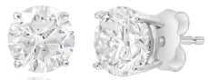 LARGE 2.09CT DIAMOND 14KT WHITE GOLD 3D CLASSIC SOLITAIRE 4 PPRONG STUD EARRINGS