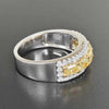 1.75CT WHITE FANCY YELLOW DIAMOND 18KT 2 TONE GOLD CUSHION HALO ANNIVERSARY RING