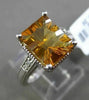 ANTIQUE 3.24CT DIAMOND & AAA CITRINE 14KT WHITE GOLD FILIGREE EMERALD CUT RING