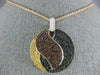 ESTATE LARGE 2.46CT MULTI COLOR DIAMOND 18K TRI COLOR GOLD CIRCULAR LEAF PENDANT