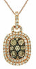 .91CT WHITE & CHOCOLATE FANCY DIAMOND 14KT ROSE GOLD SQUARE CLUSTER HALO PENDANT