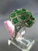 ESTATE LARGE 4.87CT DIAMOND & AAA EMERALD 18KT 2 TONE GOLD FLOWER CLUSTER RING