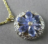 ESTATE 1.20CT AAA TANZANIA 14KT 2TONE GOLD ROUND FLOWER PENDANT W/ CHAIN #22204