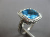 LARGE 10.35CT DIAMOND & AAA BLUE TOPAZ 14K WHITE GOLD CUSHION & ROUND RING 28199