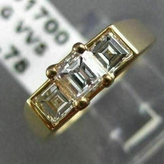 ANTIQUE .76CT ASSCHER CUT DIAMOND 14KT YELLOW GOLD PAST PRESENT FUTURE RING #112