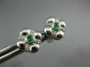ESTATE .15CT DIAMONDS & AAA EMERALD 14KT WHITE GOLD FLOWER SQUARE STUD EARRINGS