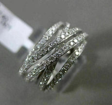 ESTATE WIDE 1.13CT DIAMOND 18KT WHITE GOLD 3D MULTI ROW CRISS CROSS FUN RING