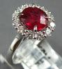 2.58CT DIAMOND & AAA RUBY 18KT WHITE GOLD 3D OVAL & ROUND FLOWER ENGAGEMENT RING