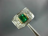 ANTIQUE WIDE 1.25CT DIAMOND & AAA EMERALD 14KT 2 TONE GOLD ENGAGEMENT RING #2008