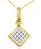 ESTATE .25CT DIAMOND 14KT YELLOW GOLD 3D CLASSIC CLUSTER SQUARE FLOATING PENDANT