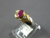 ESTATE .72CT DIAMOND & AAA RUBY 14KT YELLOW GOLD OVAL & ROUND DOUBLE V FUN RING