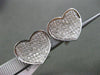 ESTATE LARGE 1.03CT DIAMOND 14KT WHITE GOLD 3D PAVE CURVED HEART LOVE EARRINGS
