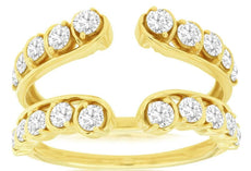 ESTATE 1.0CT DIAMOND 14KT YELLOW GOLD 3D CLASSIC V SHAPE INSERT ANNIVERSARY RING
