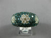 ESTATE WIDE 4.98CT WHITE & BLUE DIAMOND 14KT WHITE GOLD 3D MULTI ROW FLOWER RING