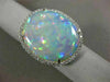 ESTATE EXTRA LARGE 10.92CT DIAMOND & AAA OPAL 14KT WHITE GOLD 3D OVAL HALO RING