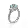 3.1CT DIAMOND & AAA PARAIBA TOURMALINE 18KT WHITE GOLD 3D ROUND & BAGUETTE RING