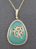 LARGE .50CT DIAMOND & AAA GREEN CHALCEDONY 14KT ROSE GOLD 3D TEAR DROP PENDANT