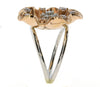LARGE .63CT WHITE & PINK DIAMOND 18KT WHITE & ROSE GOLD FLOWER STARFISH FUN RING