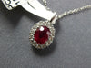 SMALL .62CT DIAMOND & AAA RUBY 18KT WHITE GOLD 3D ROUND & OVAL FLOWER PENDANT