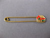 ESTATE GREEN AND RED ENAMEL 14KT YELLOW GOLD 3D FUN SAFETY BABY HOUSE PIN #27402