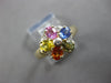 1.75CT DIAMOND & AAA MULTI COLOR SAPPHIRE 14K 2 TONE GOLD FLOWER FUN RING #27939