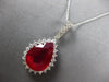 LARGE 12.63CT DIAMOND & AAA RUBY 14K WHITE GOLD PEAR SHAPE & ROUND PENDANT 28019