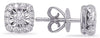 ESTATE .43CT DIAMOND 14KT WHITE GOLD 3D CLASSIC FLOWER SQUARE STUD EARRINGS