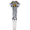 .52CT WHITE PINK & FANCY YELLOW DIAMOND 18KT TRI COLOR GOLD HALO ENGAGEMENT RING