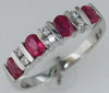 1.04CT DIAMOND & AAA RUBY 14KT WHITE GOLD OVAL & ROUND 5 STONE ANNIVERSARY RING