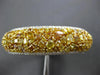 GIA LARGE 17.85CT WHITE & MULTI COLOR DIAMOND 18KT 2 TONE GOLD BANGLE BRACELET