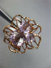 ESTATE LARGE 5.80CT DIAMOND & AAA AMETHYST 14K ROSE GOLD 3D FLOWER ROSE FUN RING
