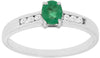 ESTATE .47CT DIAMOND & AAA EMERALD 14KT WHITE GOLD 3D OVAL & ROUND FUN RING