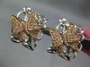 LARGE .67CT DIAMOND 18K WHITE & ROSE GOLD BUTTERFLY BOW CLIP ON HANGING EARRINGS
