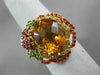 ESTATE EXTRA LARGE 7.62CT AAA MULTI GEM 18K YELLOW GOLD 3D FLOWER BUTTERFLY RING