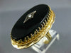 ANTIQUE LARGE .04CT OLD MINE DIAMOND & AAA ONYX 14KT 2 TONE GOLD OVAL RING #2749