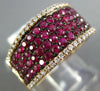 WIDE 1.46CT DIAMOND & AAA RUBY 18K ROSE GOLD 3D MULTI ROW SEMI ETERNITY FUN RING