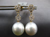 ESTATE LARGE .79CT DIAMOND & AAA SOUTH SEA PEARL 18KT YELLOW GOLD 3D HANGING EARRINGS