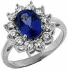 ESTATE LARGE 3.0CT DIAMOND & AAA TANZANITE 14K WHITE GOLD FLOWER ENGAGEMENT RING