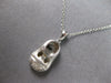 ESTATE .12CT DIAMOND 14K WHITE GOLD MATTE & SHINY BABYGIRL SHOE FLOATING PENDANT