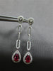 .78CT DIAMOND & AAA RUBY 14K WHITE GOLD PEAR SHAPE & ROUND HALO HANGING EARRINGS