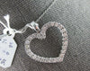 ESTATE .60CT DIAMOND 18KT WHITE GOLD 3D CLASSIC OPEN HEART LOVE FLOATING PENDANT