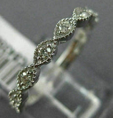 ESTATE .20CT DIAMOND 14KT WHITE GOLD 3D MARQUISE SHAPE FILIGREE ANNIVERSARY RING