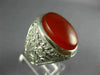 ESTATE EXTRA LARGE 925 STERLING SILVER AAA RED AGATE FILIGREE MENS RING #26550