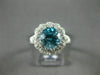ESTATE LARGE 5.50CT DIAMOND & BLUE ZIRCON 18KT WHITE GOLD FLOWER ENGAGEMENT RING