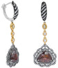 7.22CT WHITE ROSE & ICE DIAMOND 18KT WHITE YELLOW & BLACK GOLD HANGING EARRINGS